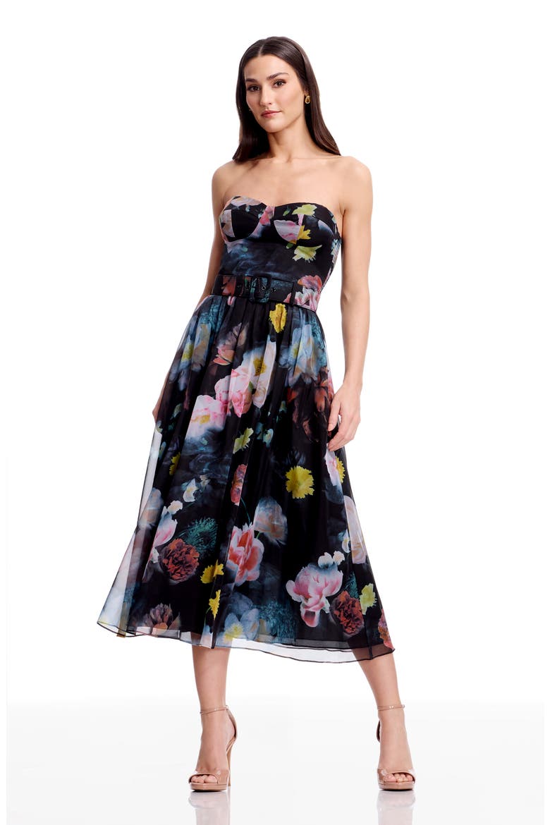 Jenny Floral Strapless Cocktail Dress, Alternate, color, BLACK MULTI