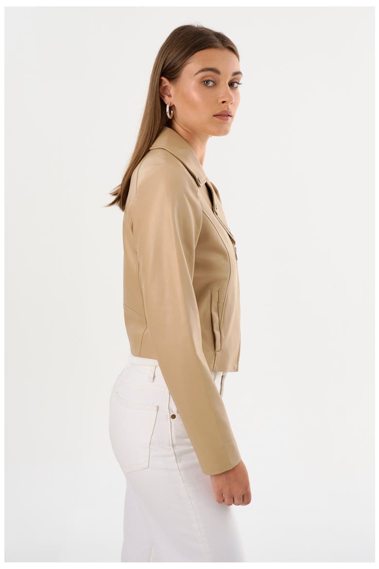 Pascale | Fitted Faux Leather Jacket, Alternate, color, Wheat