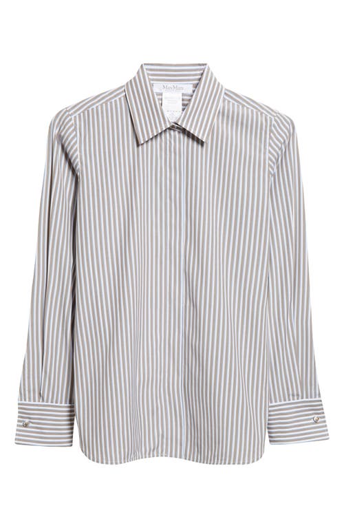 Max Mara Risors Stripe Stretch Poplin Button-up Shirt In White