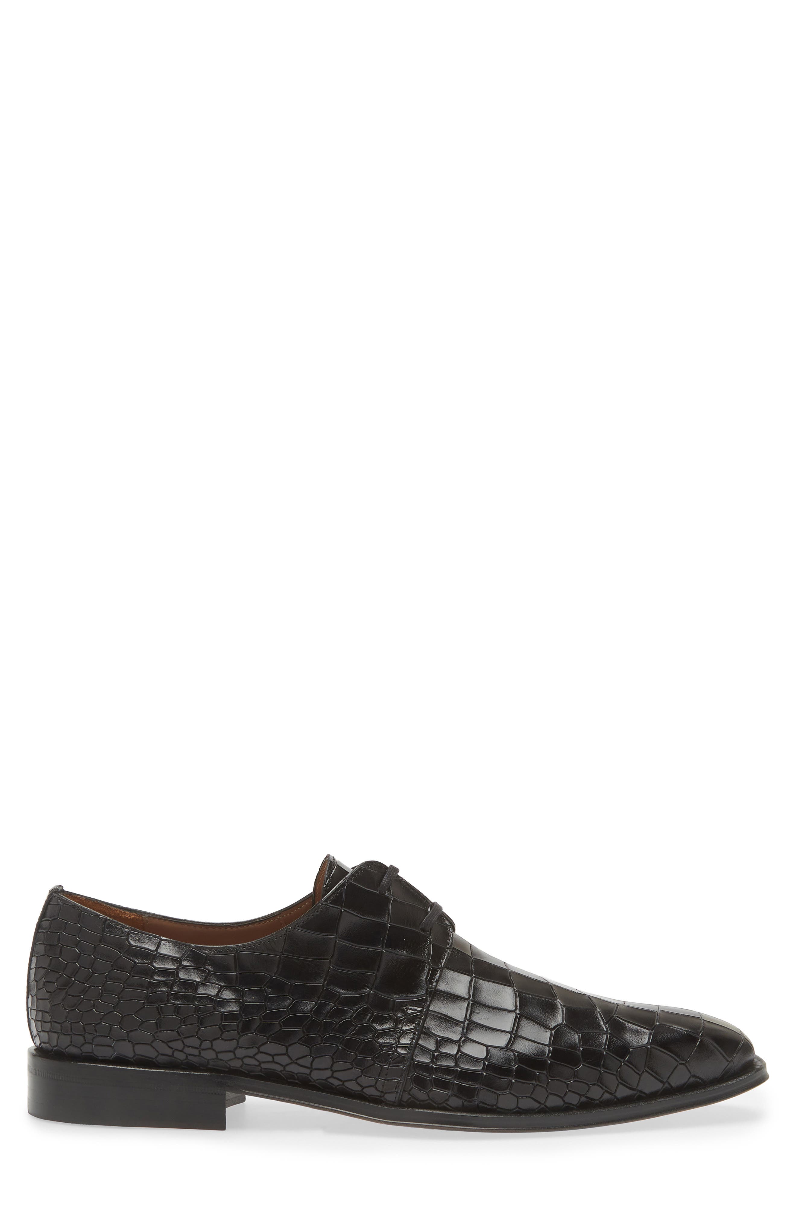 Mezlan Croc Embossed Derby, Alternate, color, Black