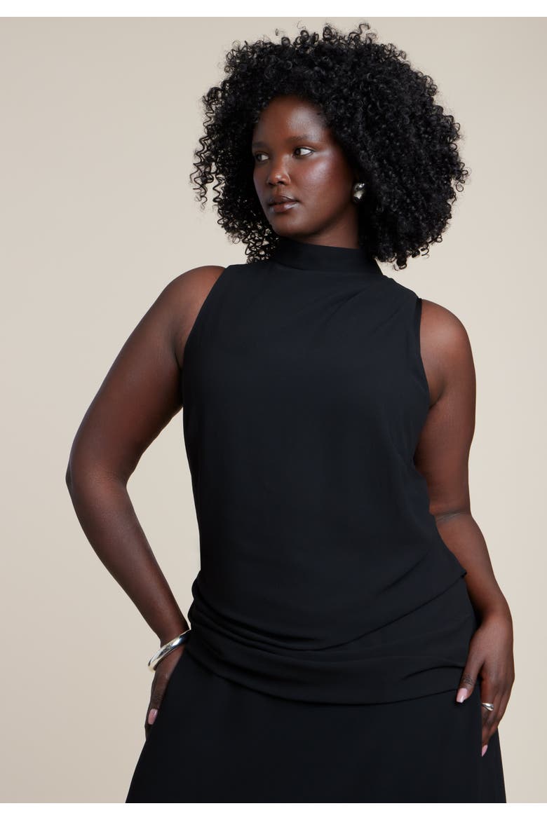 Asym Drape High Low Dress, Alternate, color, BLACK ONYX