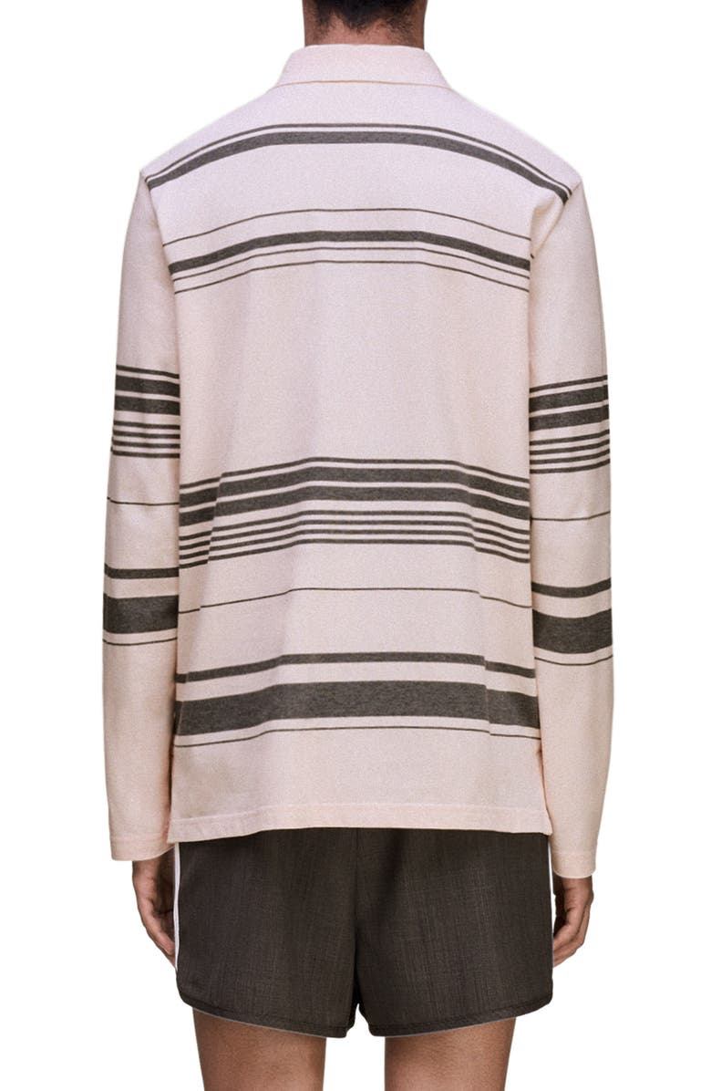 adidas x Wales Bonner Long Sleeve Stripe Cotton Piqué Polo, Alternate, color, Wonder Quartz