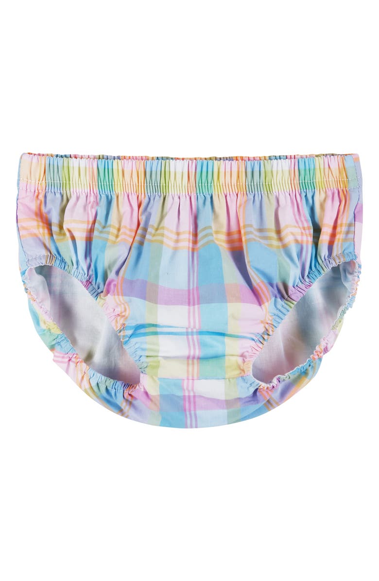 Andy & Evan Plaid Cotton Sundress, Bloomer & Headband Set, Alternate, color, Blue Plaid