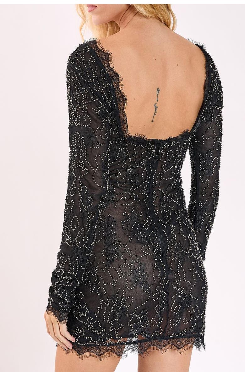NASTY GAL Hand Embellished Lace Mini Dress, Alternate, color, Black