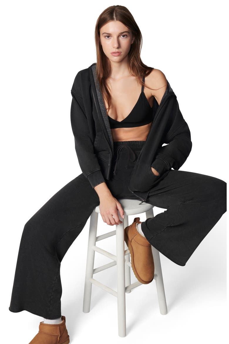 Oversized Front Zip Hoodie, Alternate, color, WASHED BLACK