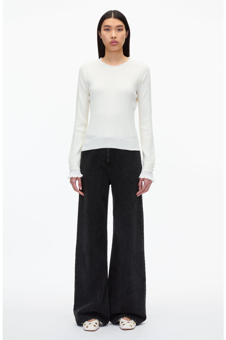 Draped Boatneck Long Sleeve Top, Alternate, color, WHITE