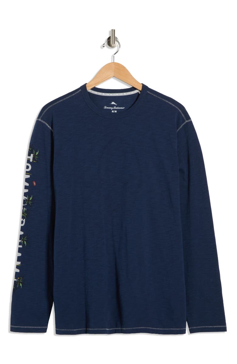 Tommy Bahama Oasis Endzone Lux Long Sleeve Sport Graphic T-Shirt, Main, color, Navy