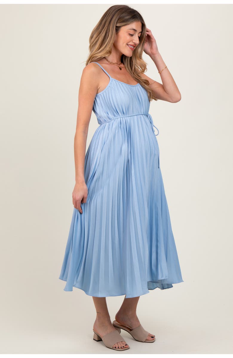 PinkBlush Pleated Sash Tie Midi Dress, Alternate, color, Light Blue