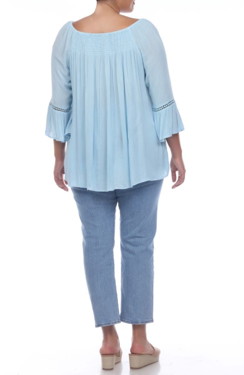 BOHO ME Smocked Bell Sleeve Blouse, Alternate, color, Cool Blue