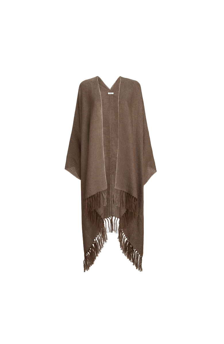 Brunello Cucinelli Linen cover poncho, Main, color, Brown