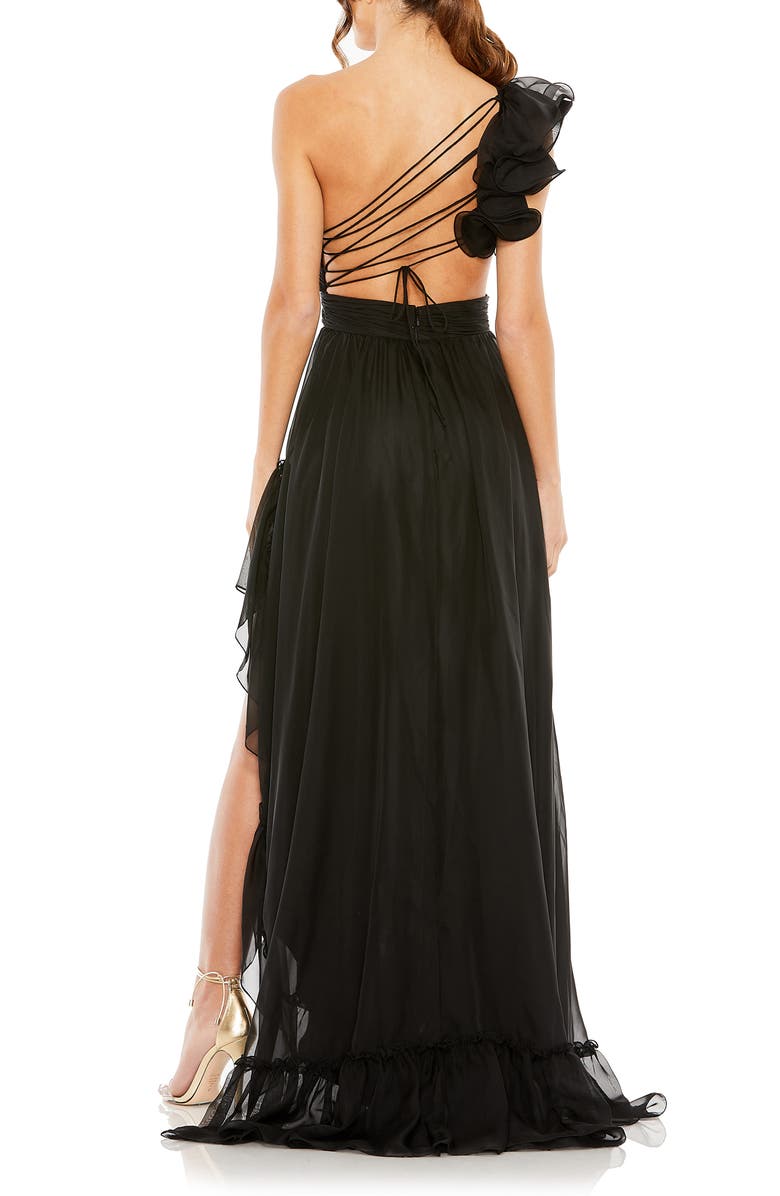 Mac Duggal One-Shoulder Ruffle Asymmetric Gown, Alternate, color,