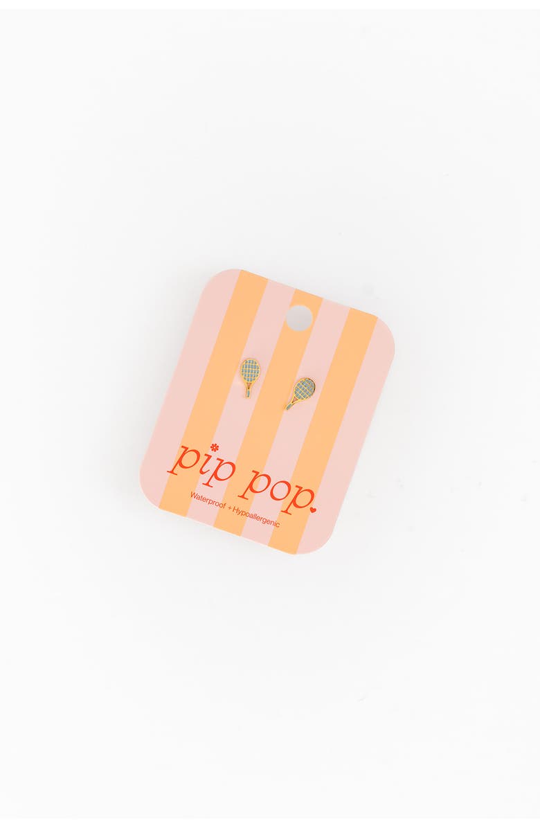 Pip Pop Tennis Racquet Stud Earring, Alternate, color, Gold