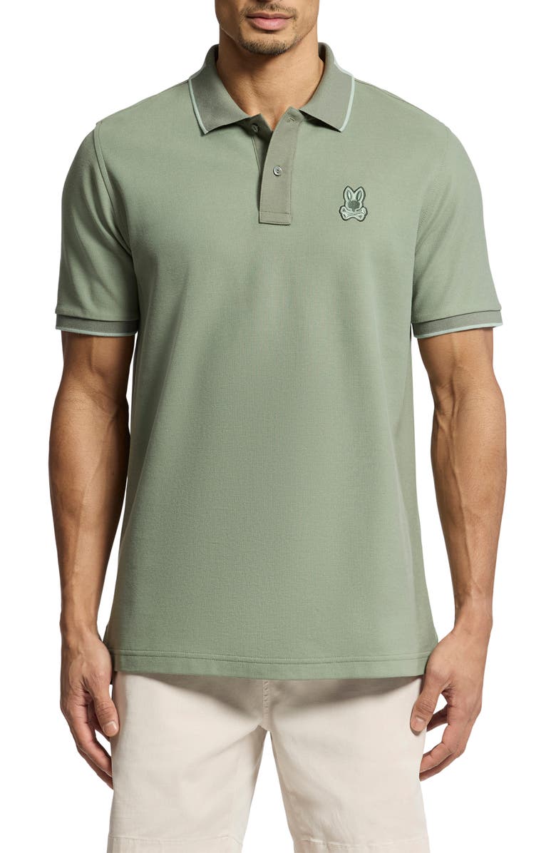 Psycho Bunny New Castle Slim Fit Piqué Polo, Main, color, Sea Spray