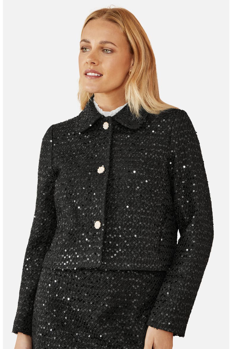 Boucle Sequin Jacket, Alternate, color, Black