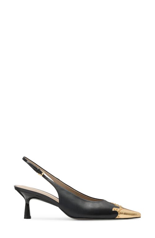 Allsaints Denver Pointed Toe Slingback Pump In Black/gold
