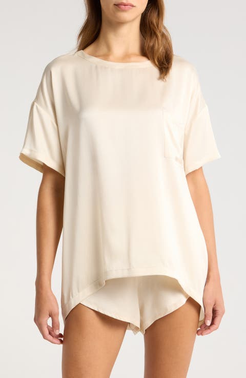 Washable Silk Tee Short Pajamas (Regular & Plus)