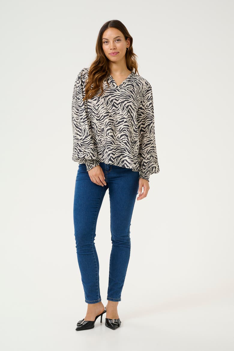 KAjodie V-neck Long Sleeve Blouse, Alternate, color, Black Oyster/Moonstruck