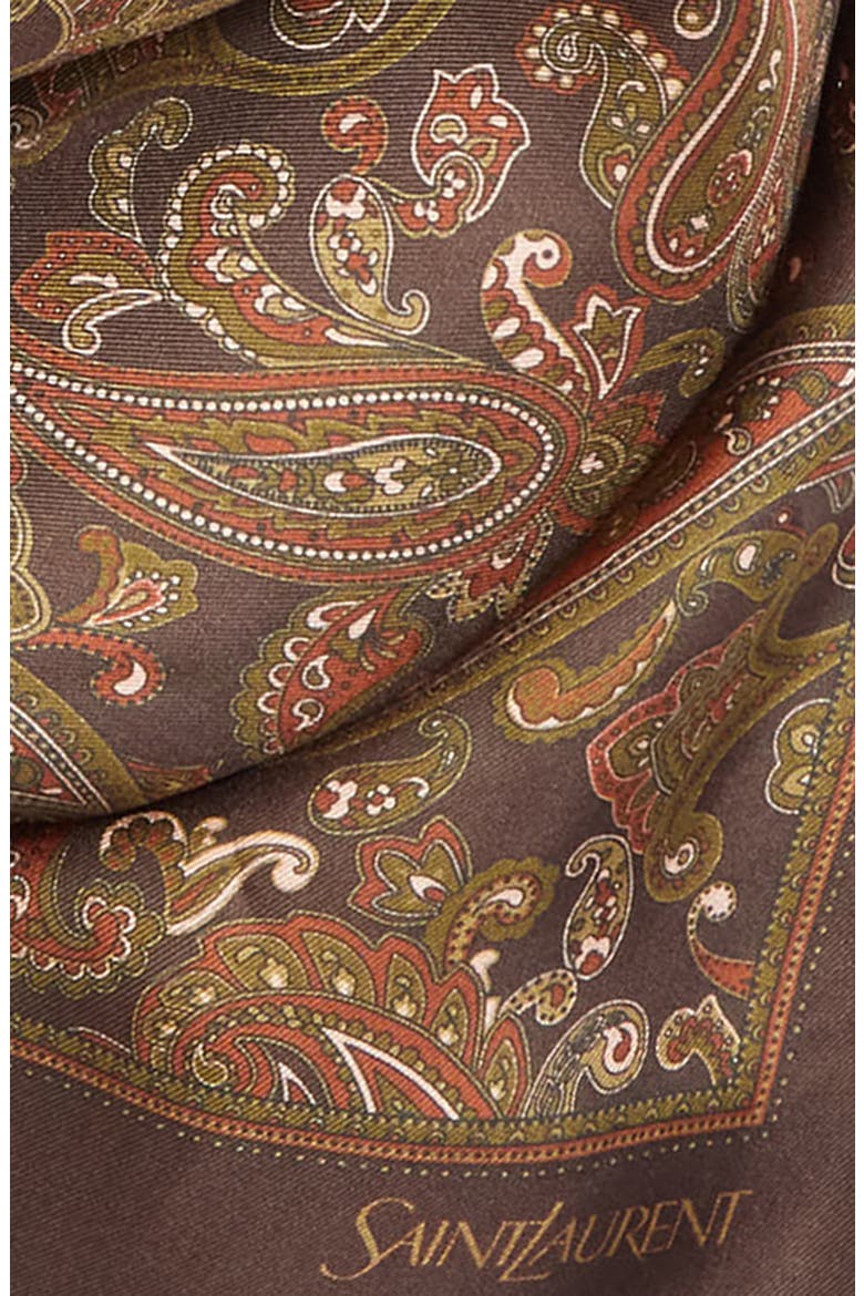Ornamental Paisley Silk Twill Square Scarf, Alternate, color, BROWN/ LIGHT BROWN/ GOLD
