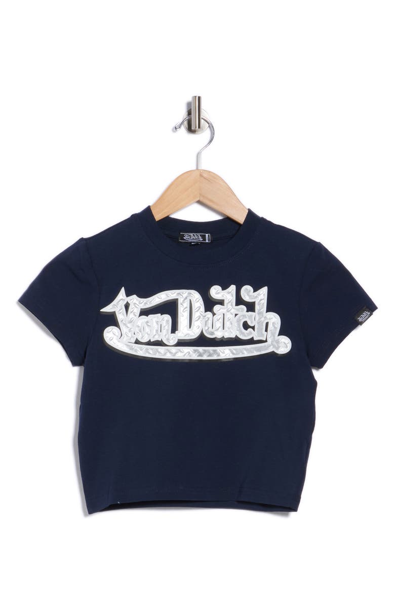 Von Dutch Graphic Logo Baby Tee, Alternate, color, Navy