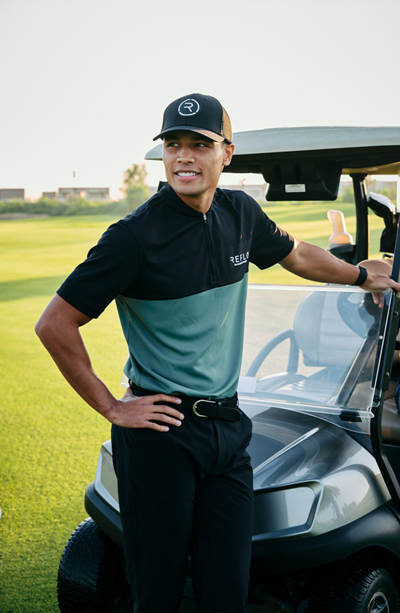 Reflo Tobol Modern Zip Performance Polo, Alternate, color, Black