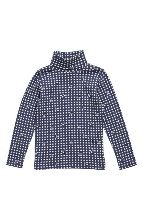 Kids' Polka Dot Cherry Print Cotton Turtleneck Top (Little Kid & Big Kid)