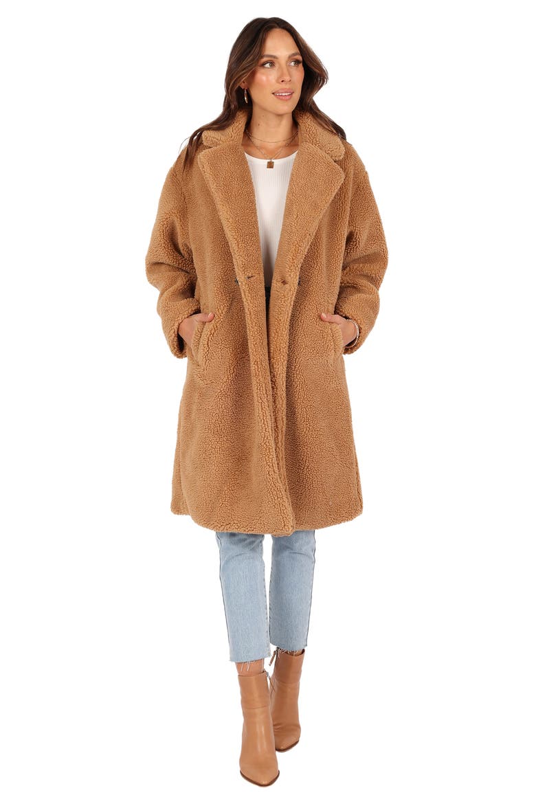 Beatrice Oversize Faux Shearling Coat, Alternate, color, CAMEL