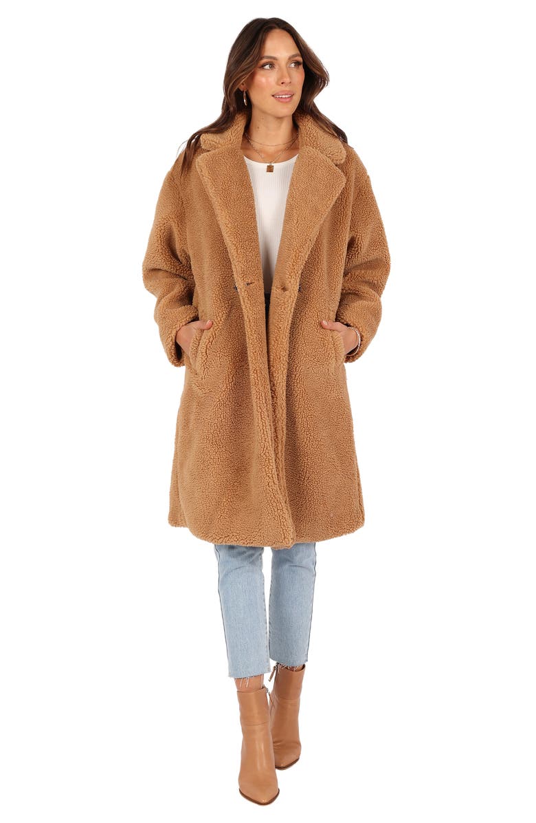 Petal & Pup Beatrice Oversize Faux Shearling Coat, Alternate, color, Camel
