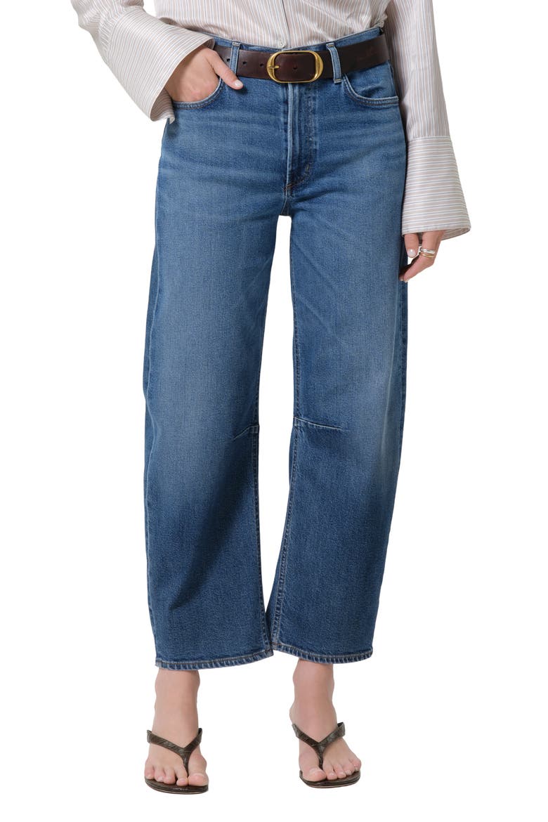 Miro High Waist Ankle Relaxed Barrel Jeans, Main, color, BENSON MEDIUM INDIGO