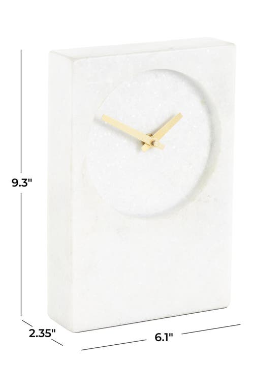Vivian Lune Home White Marble Clock In White