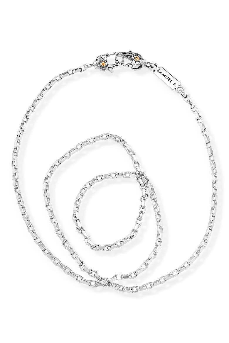 18k Gold & Sterling Silver Venetian Box Chain Necklace, Main, color, SILVER AND GOLD