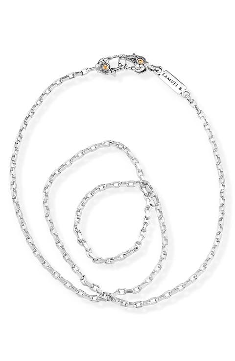 18k Gold & Sterling Silver Venetian Box Chain Necklace