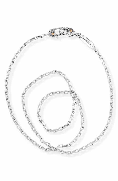 18k Gold & Sterling Silver Venetian Box Chain Necklace