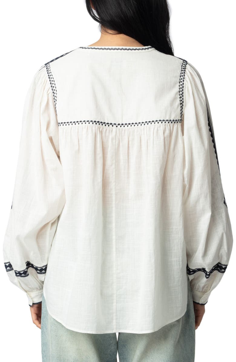 Zadig & Voltaire Tigy Kozak Cotton Popover Shirt, Alternate, color, 