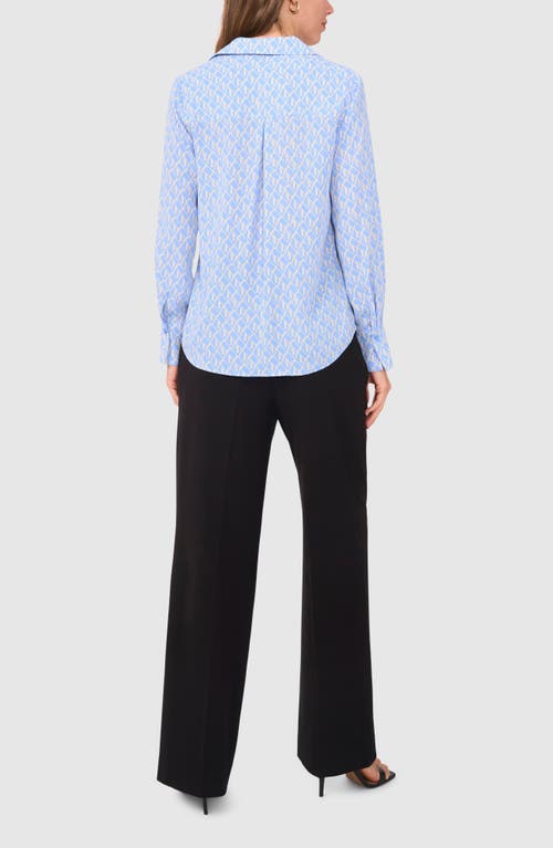 HALOGENR HALOGEN(R) GEO PRINT CREPE BUTTON-UP SHIRT 