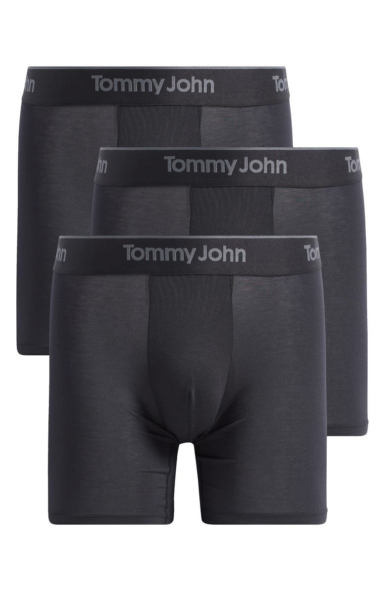 Tommy John 3-Pack Second Skin 6-Inch Stretch Modal Boxer Briefs, Main, color, Black
