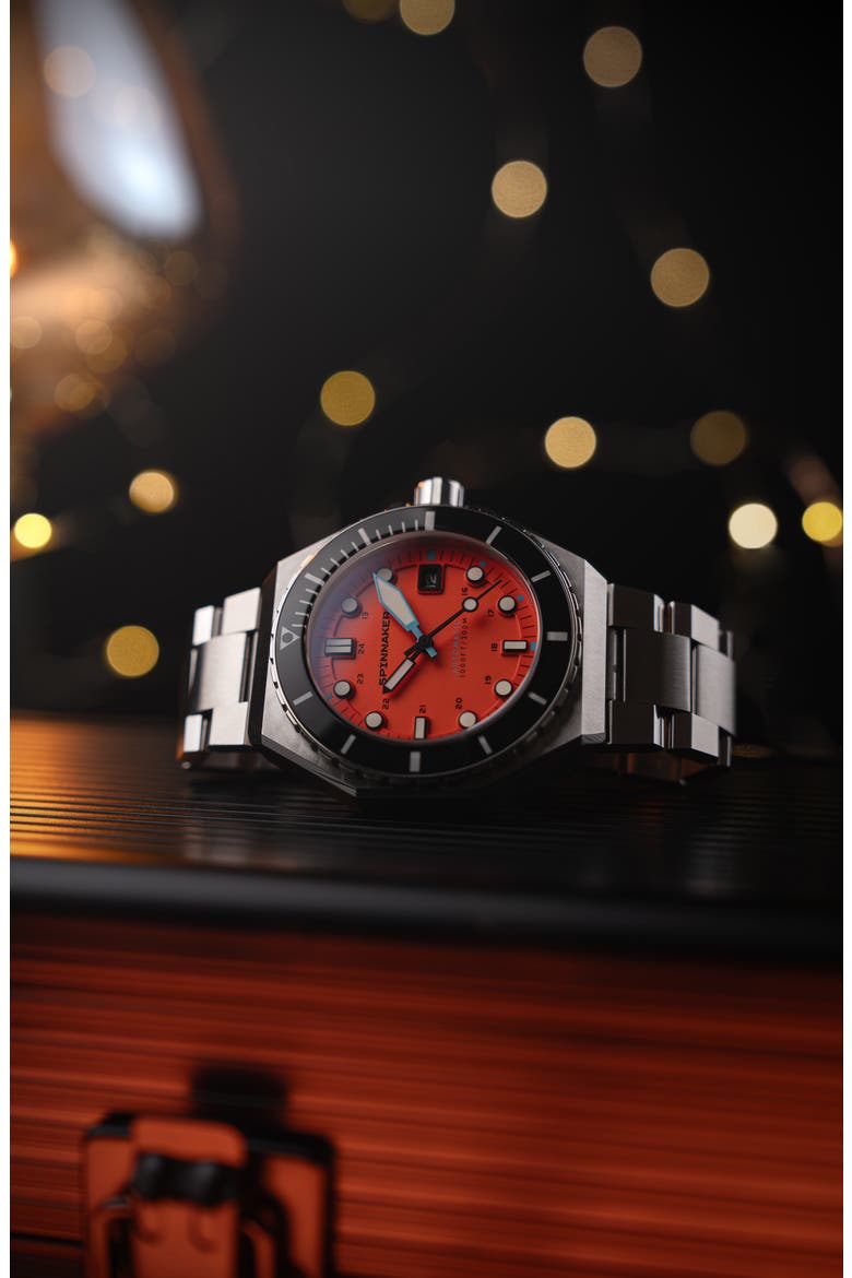 Dumas Automatic Bracelet Watch, 44mm, Alternate, color, ORANGE
