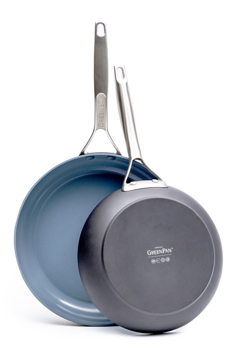 Paris 10-Inch & 12-Inch Anodized Aluminum Ceramic Nonstick Frying Pan Set, Main, color, GREY