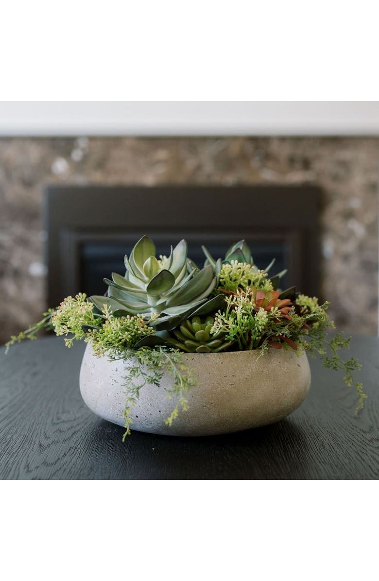 CG Hunter Round Artificial Succulent Arrangement, Natural Planter, Alternate, color, Green