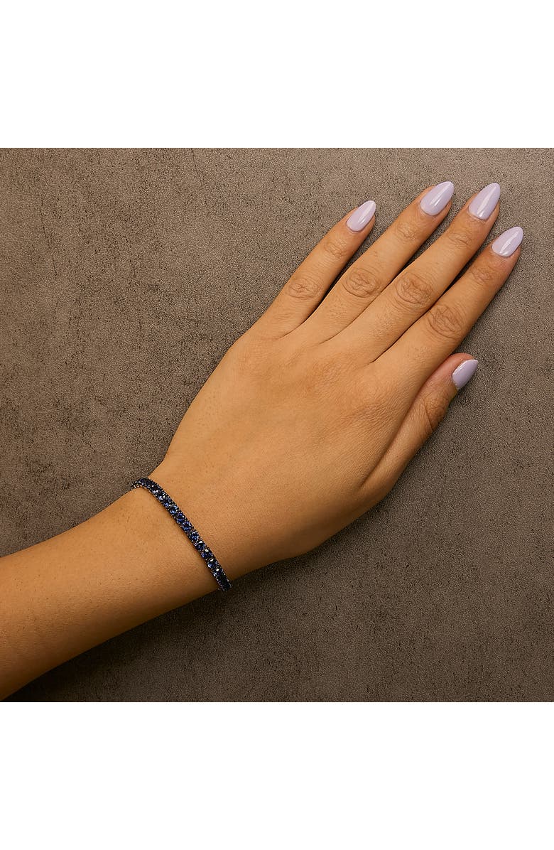 Haus of Brilliance Men's .925 Sterling Silver Created Blue Sapphire Tennis Bracelet - 8.5" Inches, Alternate, color, White