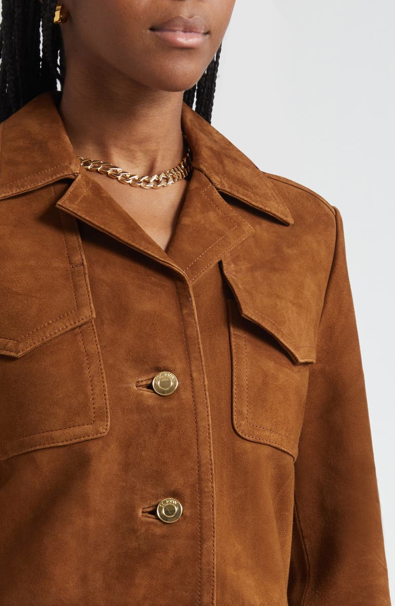 ST. JOHN Authentic Suede Jacket, Alternate, color, Toffee