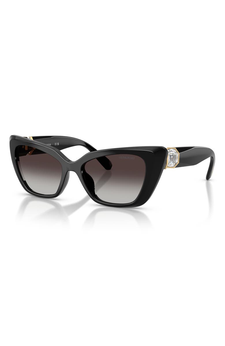 Swarovski 54mm Cat Eye Sunglasses, Alternate, color, Black / Grey Gradient