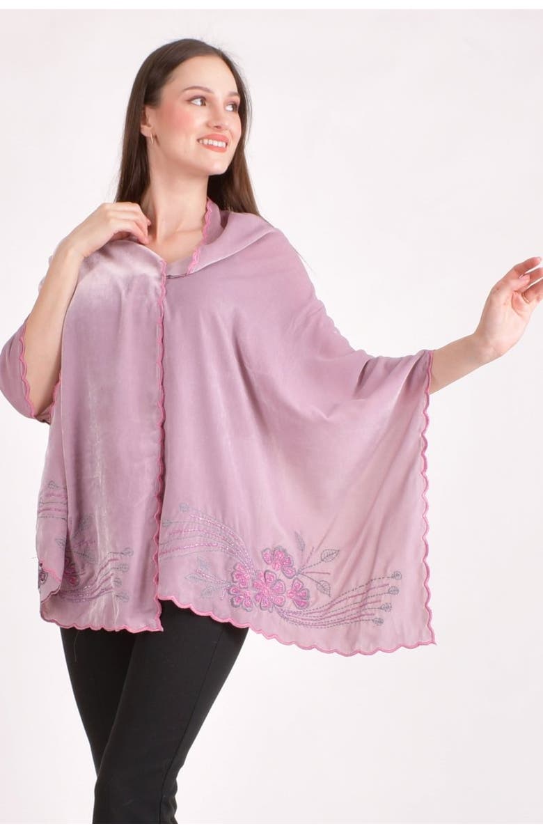 RAAS Resham & Cutdana Floral Embroidered Velvet Scarf, Main, color, Dusty Pink