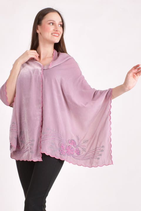 Resham & Cutdana Floral Embroidered Velvet Scarf