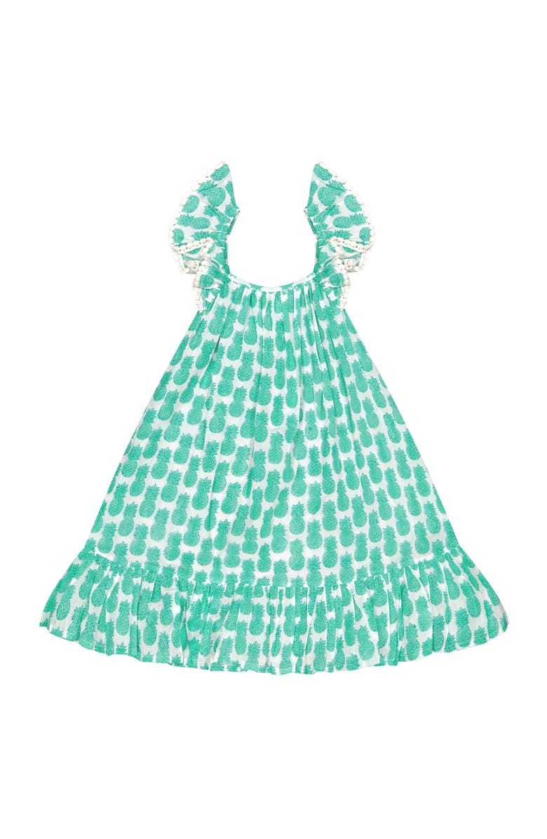 Mer St. Barth Mini Eva Girl's Dress, Main, color, Pineapple Crush Lagoon