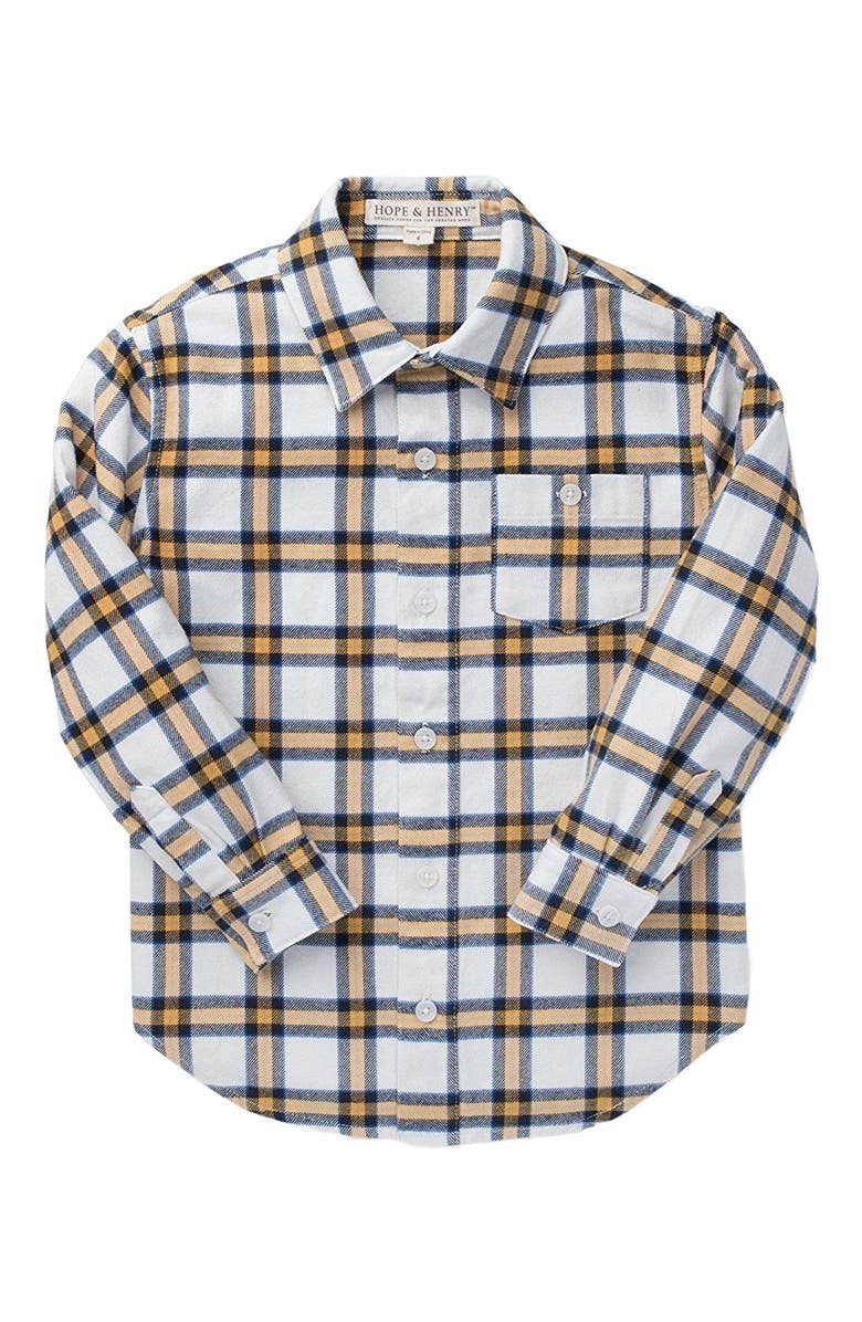 Hope & Henry Baby Boys' Organic Flannel Shirt, Infant, Alternate, color, White