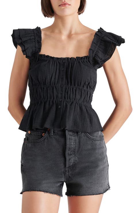 Button Front Peplum Top