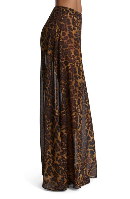 Naked Wardrobe Leopard Print Chiffon A-line Maxi Skirt In Brown