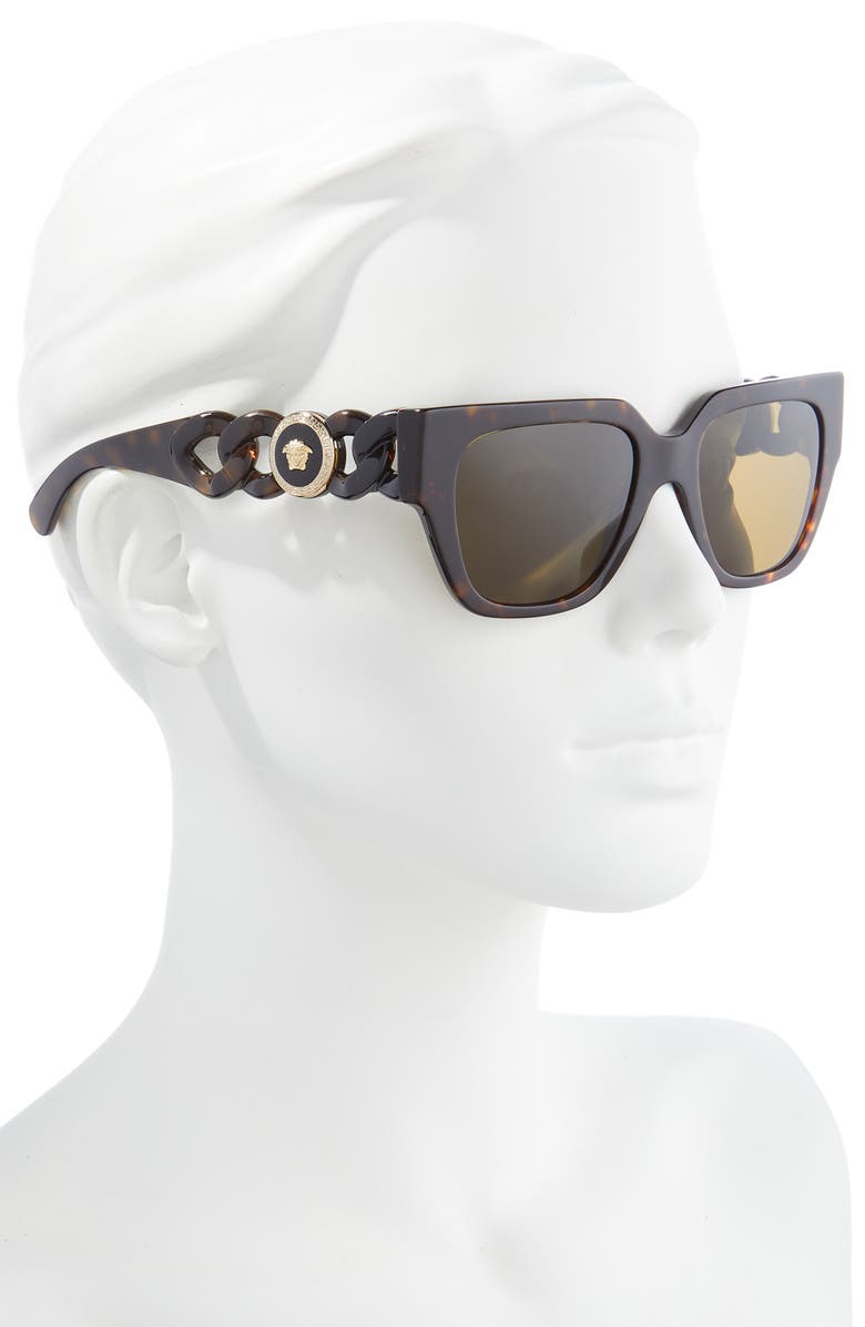 Versace 53mm Square Sunglasses, Alternate, color, Dark Havana / Dark Brown