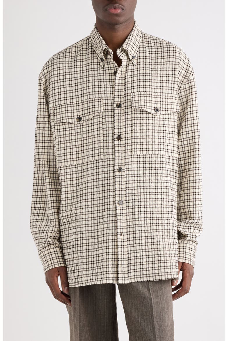 Cromo Check Button-Down Shirt, Main, color, ECRU