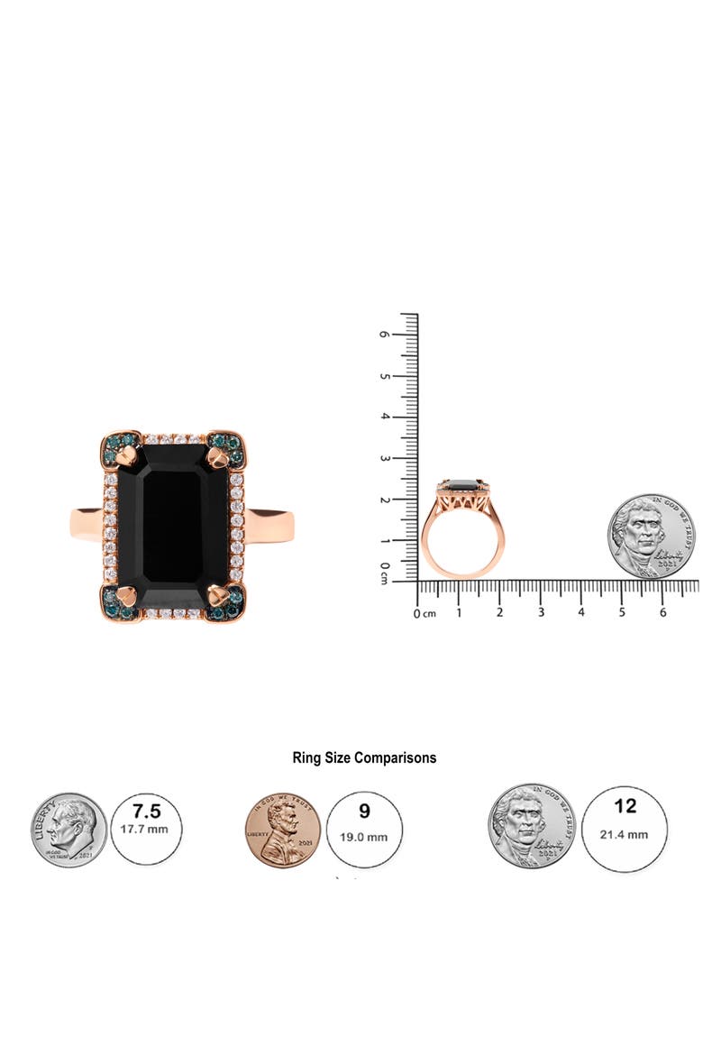 14K Gold Black Onyx & 1/5 Ct Diamond Halo Cocktail Ring -, Alternate, color, Pink